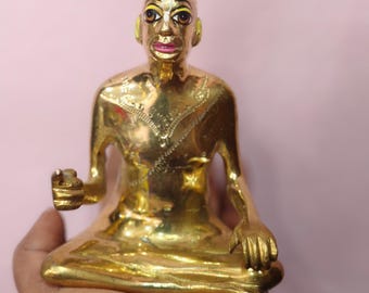 5inch/12cm Pure Brass Shrila Prabhupada Murti | ISKCON Founder Acharya Statue  | Bhaktivedanta Swami Prabhupad Idol | Vrindavan Brass Deity
