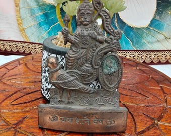 Statua di Shani Dev in ferro da 4 pollici, libera da dazi, per scrivania, tavolo, ufficio, facile da adorare, Shani Sighnapur, Shani in ferro