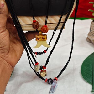 Baby Protection Nazar Mala Set 3 Pcs Black Thread Rudraksha Evil Eye Bracelet Infant Protection Locket 0-1 Year Handmade India