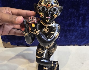 Radha Vallabh Lal Murti Estatua pintada a mano con polvo de mármol de 10 pulgadas Vrindavan Radha Vallabh Sampraday Deity Idol