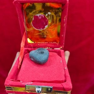 Duty free Original Shaligram Stone in Red Box for Puja, Natural Vishnu Salagram Sacred Stone from Nepal, Hindu Temple Puja Item