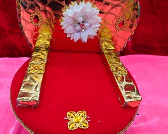 Laddu Gopal Singhasan para tamaño 3 a 7no / Krishna Bal Gopal Asiento del Trono Decorativo para Mandir Altar Vrindavan asan rojo sinhasan