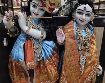 Duty free Marble dust radha krishna statue from vrindavan dham,jugal Jodi,iskcon radha krishna murti ,vrindavan krishna murti with all