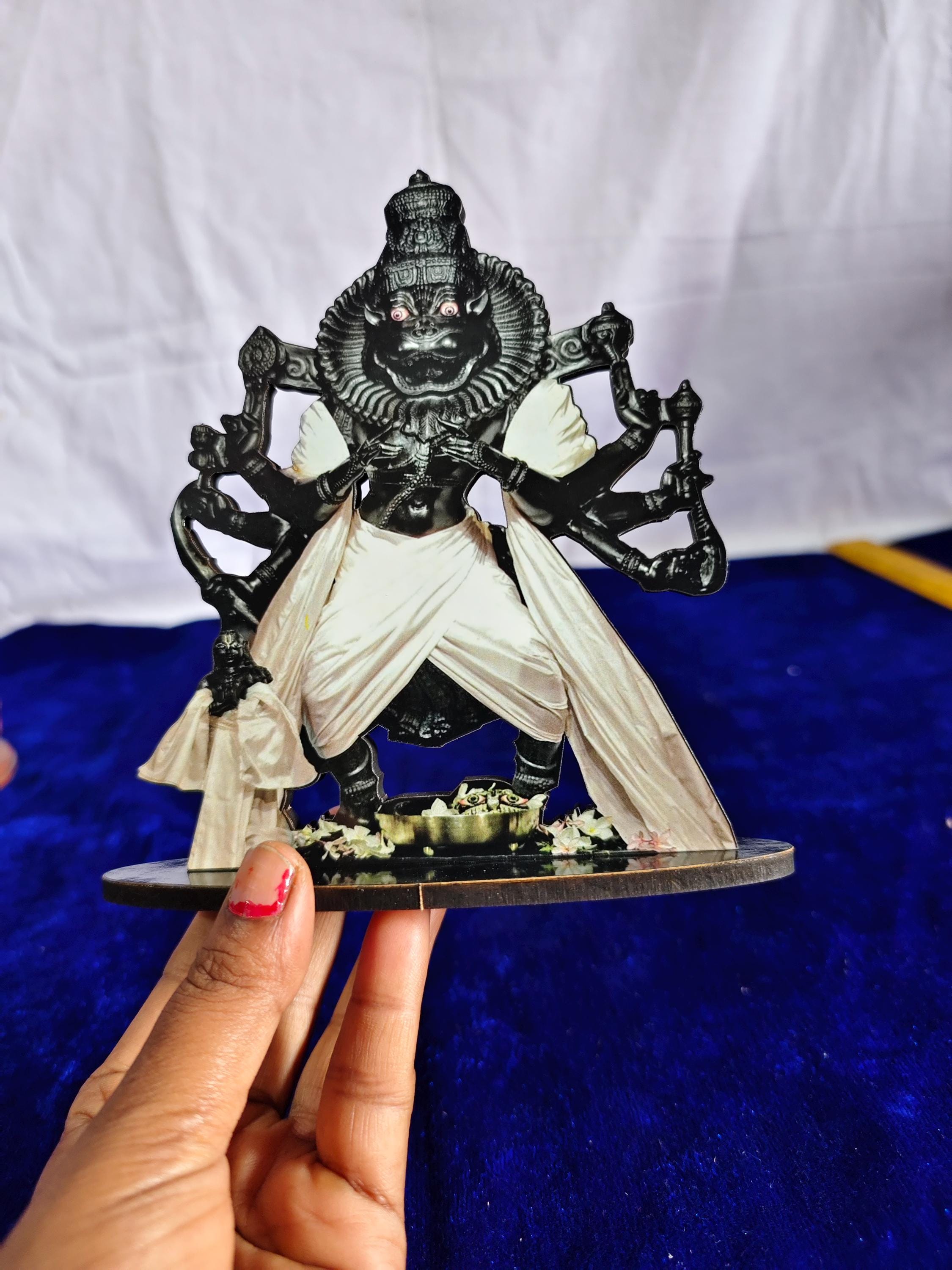 Duty Free MDF Wood Lord Narasimha Cutout Idol 6 Inch | Lightweight