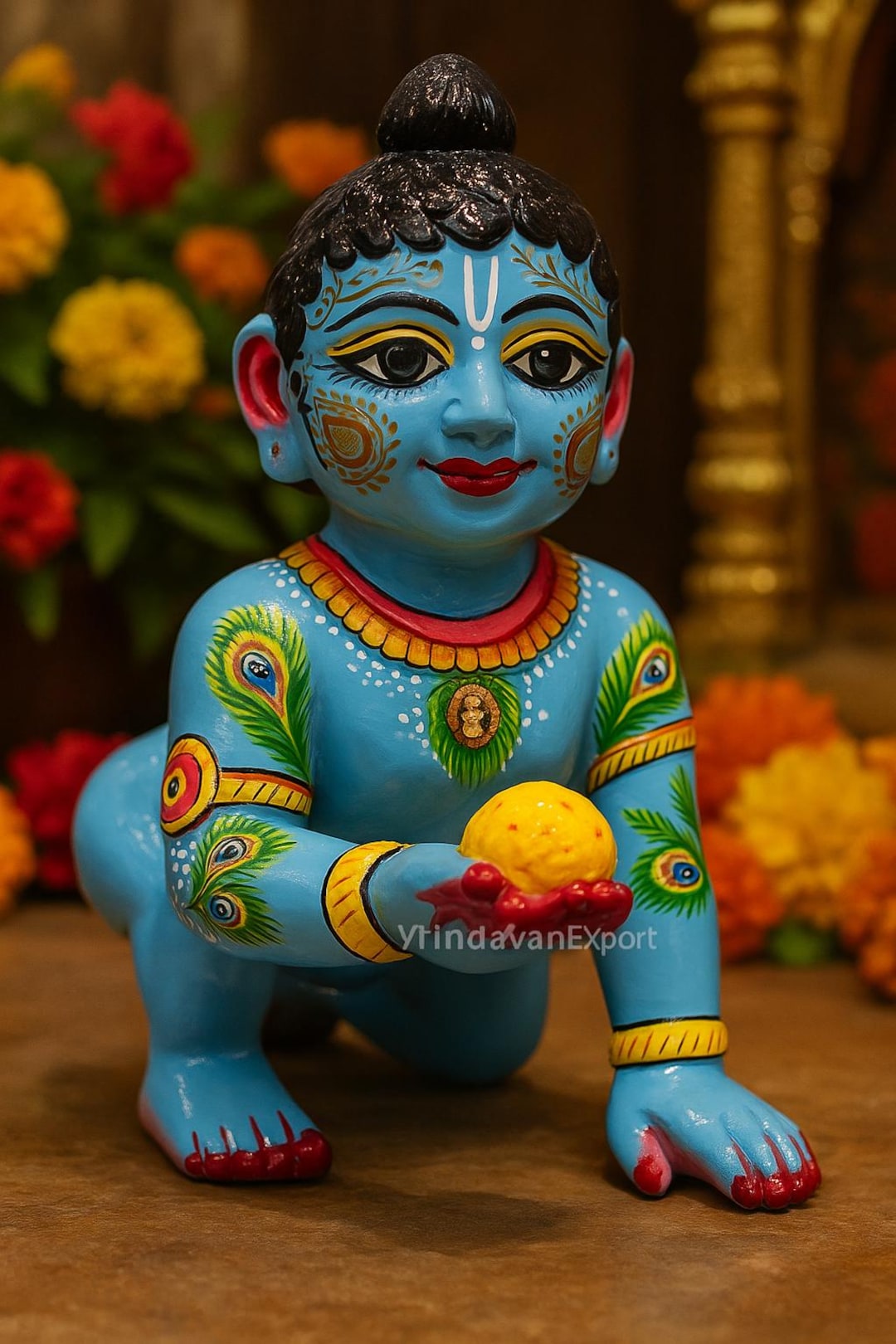 11 Inch/12no Brass Bal Gopal Idol | Hand-painted Laddu Gopal Murti ...