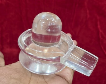 Pure Sphatik Shivling 3inch/7cm  from Vrindavan dham ,Crystal Shivling for Pooja | Natural Sphatik Shiva Lingam  Shivling for Home & Temple