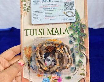 Original Natural Tulsi Mala 6mm | Certified Tulsi Beads Necklace | Spiritual Rosary for Vishnu Mantra Japa & Meditation