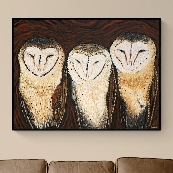 Original Artwork, Owl Painting, Fine Art Reproduction Print, Bird Artwork, Owl Decor, Barn Owl Wall Art, Bird Painting, Farmhouse Decor