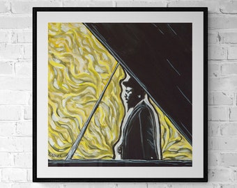 Jazzmuzikant kunst, schilderij Thelonious Monk, Fine Art Print van origineel schilderij, pianospeler, jazzkunst, Afro-Amerikaanse portretschildering