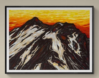 Mt St Helens Painting - Archival Reproduction PRINT of Original Artwork - Mountain Landscape - Surreal Wall Art
