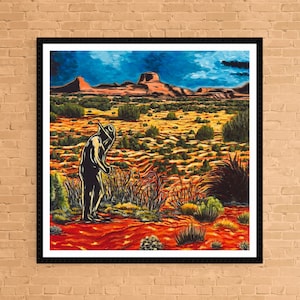Southwest Desert Painting, Giclee Print Desert Landscape, Utah National Park, Americana Artwork Western Decor Old West Cowboy &quot;Fata Morgana&quot;