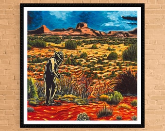 Southwest Desert Painting Giclee Print Desert Landscape Utah National Park Americana Artwork Western Decor Old West Cowboy "Fata Morgana"