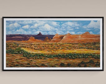Pittura del paesaggio del deserto, opere d'arte originali, stampa di riproduzione di belle arti, arte sud-occidentale, stampa del deserto, canyon Art Print, Utah Desert Art
