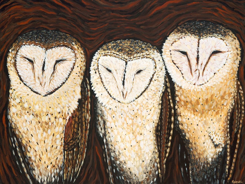 ORIGINAL Owl Painting, 30x40" LARGE Acrylic Painting On Wrapped Canvas, Unique Bird Art "B