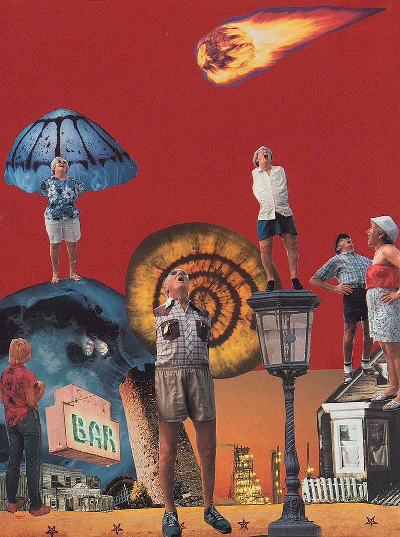 Collage Original Sur Papier Un Dun Genre Oeuvre Drole Joyeux Etsy
