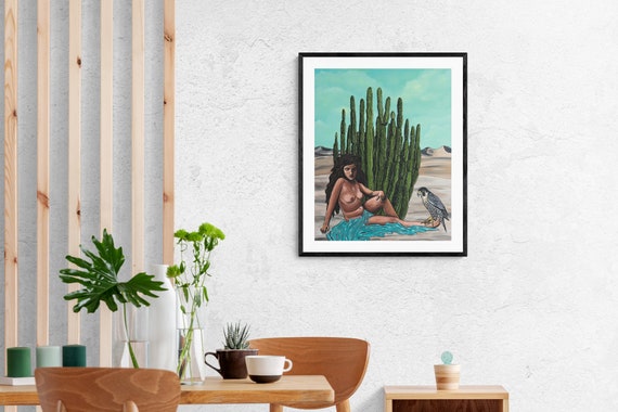 Akt der indigenen Frau und Falke, Akt Druck, Gemlde von Indigene Frau und  Falke, Wstenlandschaft, Kaktus-Dekor, Saguaro-Kaktus, Kunst des  Sdwestens, "Halcona" - Etsy sterreich