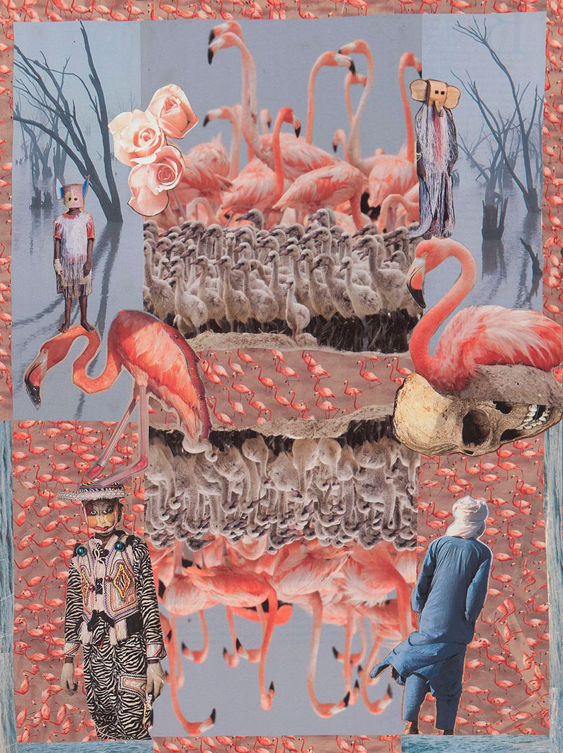 Creepy Artwork Weird Animal Art Surreal Collage Flamingo Art Bird Artwork  Weird Art Original Collage Art One of a Kind Paper Collage Art &  Collectibles Paper 