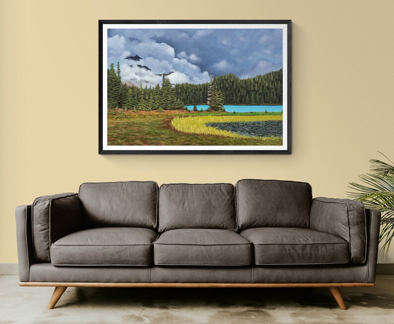 Mountain Lake Painting, Reproduction darchives Impression de peinture originale, Washington Landscape Print, Pacific Northwest Art, Blue Lake Print image 1