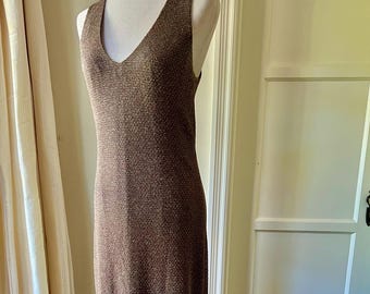 Andrea Polizzi for Rex Lester, Bronze Metallic, Sleeveless, Elegant 62" Long Evening Dress