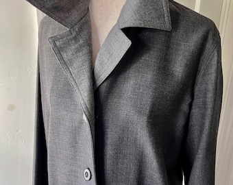Vintage Escada, Fine Wool, Charcoal Gray, Duster Coat, Size US 10, EU 40