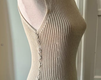 Yansi Fugel Rayon/Cotton, Sleeveless, Ribbed Knit, Shell /Tank, Size M