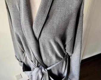 Cosabella, Heather Gray, Cotton/Poly, Knit Robe, Black Piping Detail, Made in Pero,Italy.  Size M