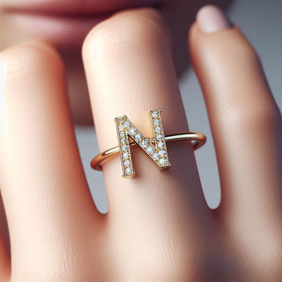 Personalized Alphabet Jewelry Custom Name Ring Diamond Initial