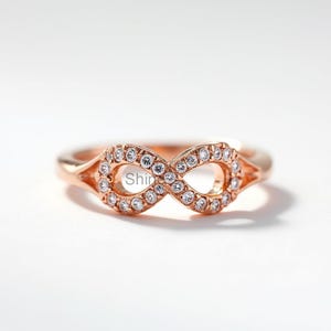 Infinity Natural Diamonds Ring | Love Knot Diamond Ring | Diamond Infinity Symbol Ring | Unique Anniversary Promise Ring Gift For Her