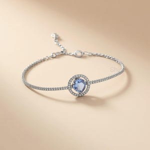 Round Cut Tanzanite &  Natural Diamonds Bracelet | Unique Tanzanite Bracelet | Tanzanite Bracelet | September Birthstone | Mother Day Gifts