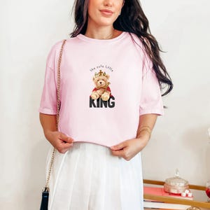 Cute Teddy Bear King Unisex T-shirt, Oversized Tee, Royal Bear Graphic Shirt, Cartoon Animal Tee, Funny Bear Top, Gift Tshirt for Kids