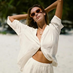 2-Piece Muslin Cotton Set – Boho Blouse & Shorts Outfit for Women | Summer Loungewear | Gauze Crop Top and Shorts