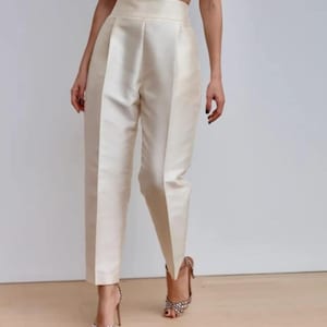 satin cigarette pants Silk Cigarette Pants