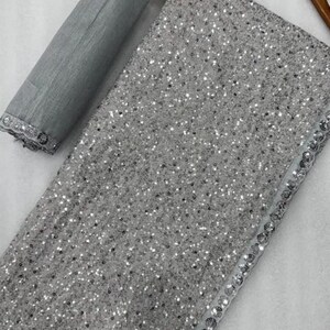 Grey Embroidered Georgette Saree, Festive Sarees, Wedding Guest Outfit