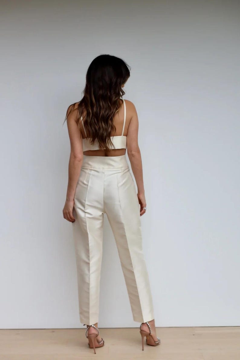 Women’s formal wear blazer and pant set in cream color