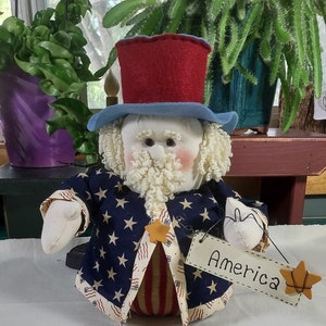 Uncle Sam Doll 9 Inch Doll with Sign Independence/Memorial Day/Veterans Day Farmhouse Decor/Country Decor image 4