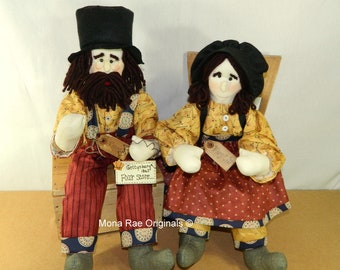 Abraham Lincoln and Mary Todd ~  Art Dolls ~ Poseable 23 Inches Tall  ~ Independence Day/Flag Day