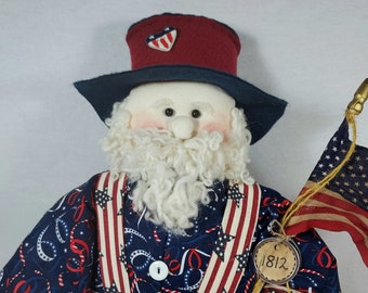 Uncle Sam Doll ~ Patriotic 21 Inch Soft Sculptured Doll ~ July 4th, Flag Day, Labor Day, Independence Day Doll ~ Farmhouse/Country Decor