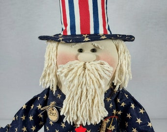 Uncle Sam Doll ~ Ben ~ 36" Tall (18" Sitting) With Handmade Fireworks ~ Independence Doll/July Fourth/Flag Day/Farmhouse/Country Decor