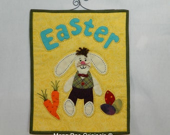 Easter Bunny Quilt ~ 11 Inch x 14 Inch Hand Applique/Quilted Bunny Quilt ~ Choice of Plant Stake or Wall Hanging