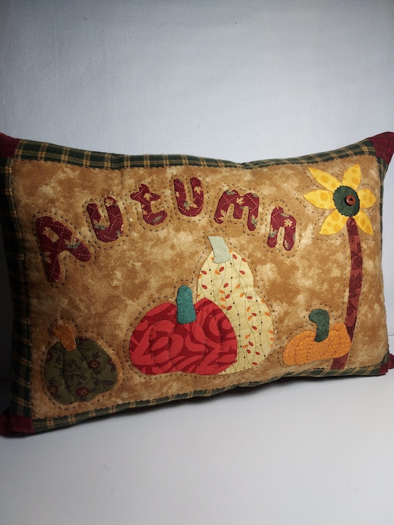 Autumn Pumpkin Pillow - 15" x 20" Original Appliqued Design