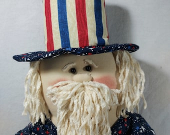 Handmade Uncle Sam Doll: 36" Patriotic Americana Decor