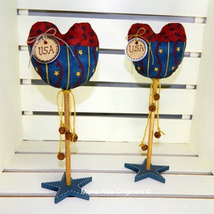 Patriotic Heart Red/Whit/Blue Heart on Stand with Bells 9 Inches Tall Independence Day/Flag Day Decor image 4