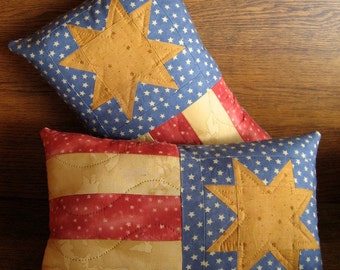 Patriotic Pillow ~ USA Quilted Flag Pillow ~ 9" x 14" Pillow ~ Red, White and Blue Pillow ~ July 4th Pillow ~Veterans Pillow