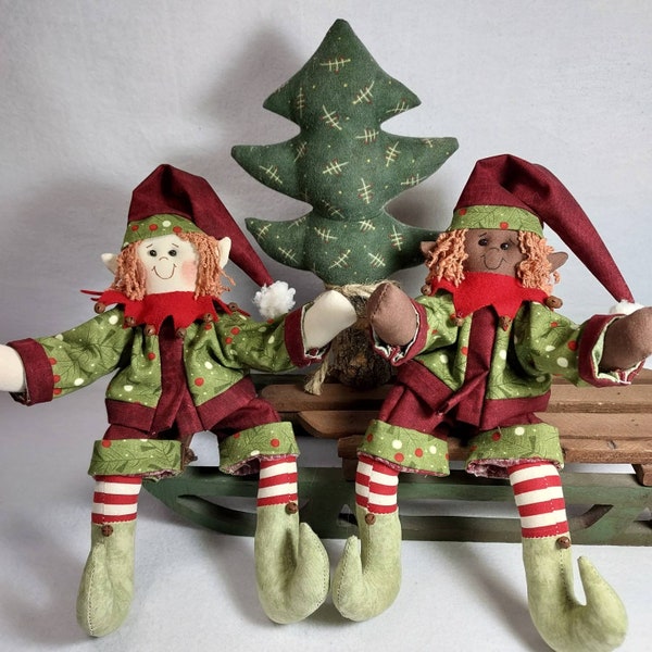 Elfie Christmas Doll – 11 Inch Brown or White, Farmhouse Decor