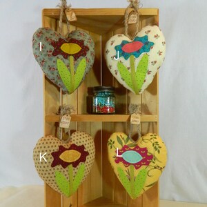 Handmade Appliqued Heart Door Hanger, Love Flower Gift