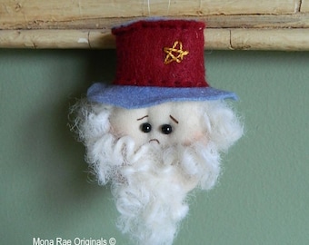 Hand Sewn Patriotic Uncle Sam Ornament - Embroidered Star