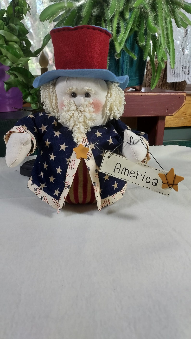 Uncle Sam Doll 9 Inch Doll with Sign Independence/Memorial Day/Veterans Day Farmhouse Decor/Country Decor image 5