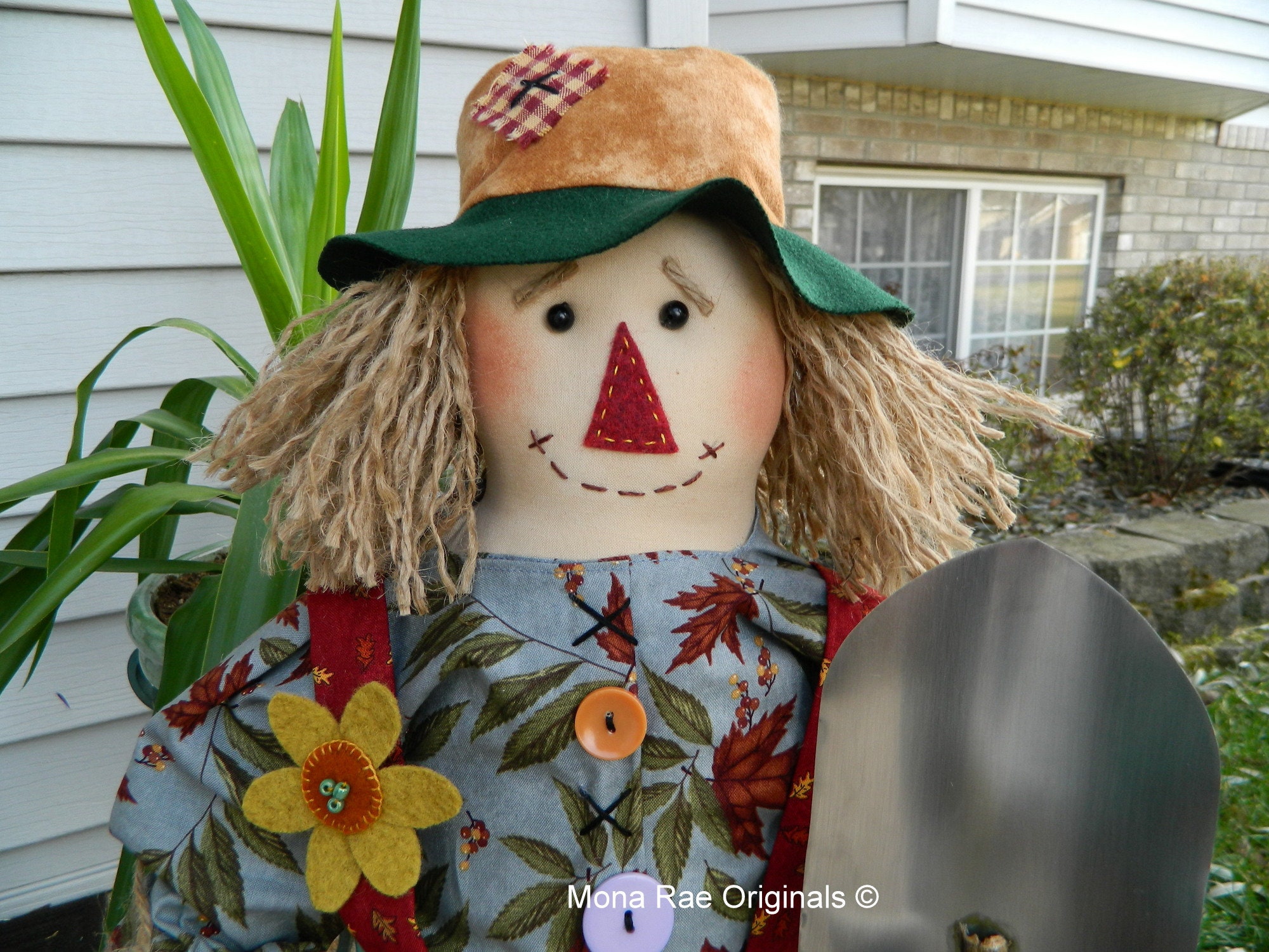Standing Scarecrow Doll Harry the Harvester 28 Fall Decor Blue