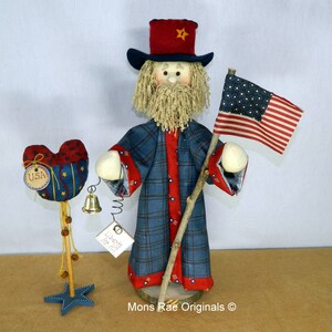 Patriotic Heart Red/Whit/Blue Heart on Stand with Bells 9 Inches Tall Independence Day/Flag Day Decor image 3