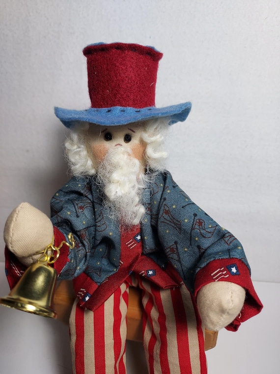 Handmade Uncle Sam Doll - Liberty Bell, Farmhouse Decor (11 Inch